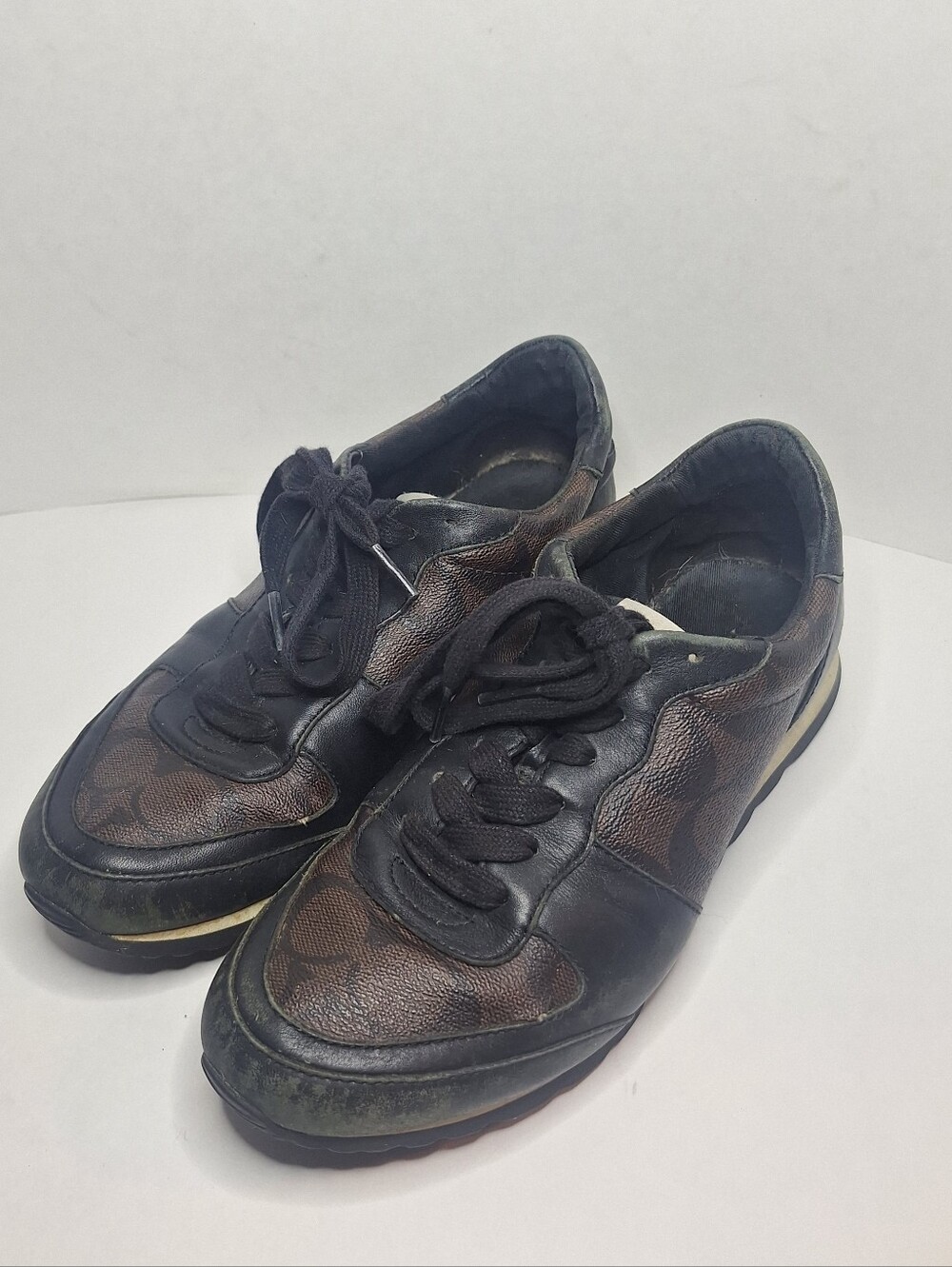 Coach Rebecca Women's Size US 7B Brown Leather Lace Up Sneaker Shoes FG1001